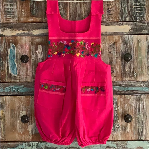 Hand Embroidered Overalls From Oaxaca Mexico. - Picture 1 of 5